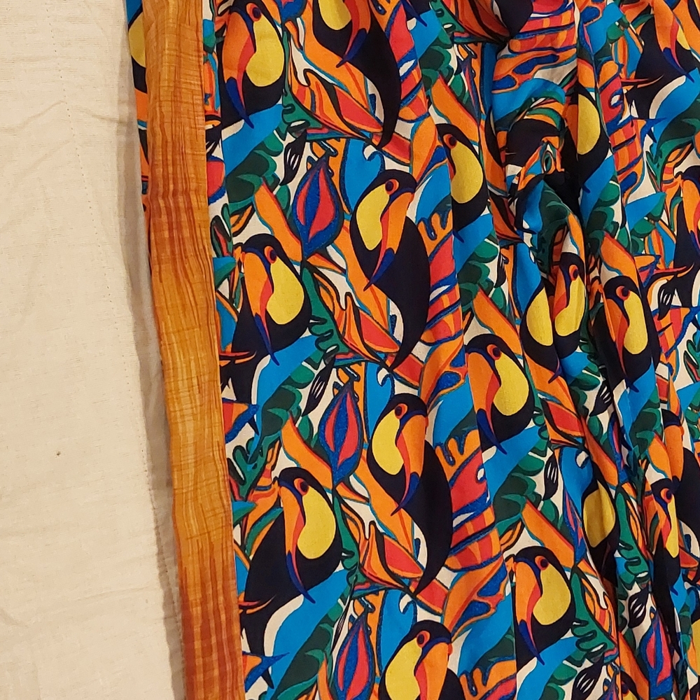 Colorful A-Line Pants with Leaf Pattern - Picture 7 of 8